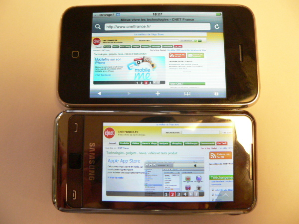 Un Samsung Omnia en comparación con un iPhone