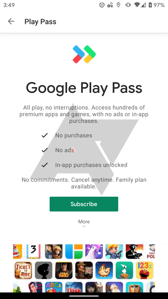 Google Play Pass Screenshot