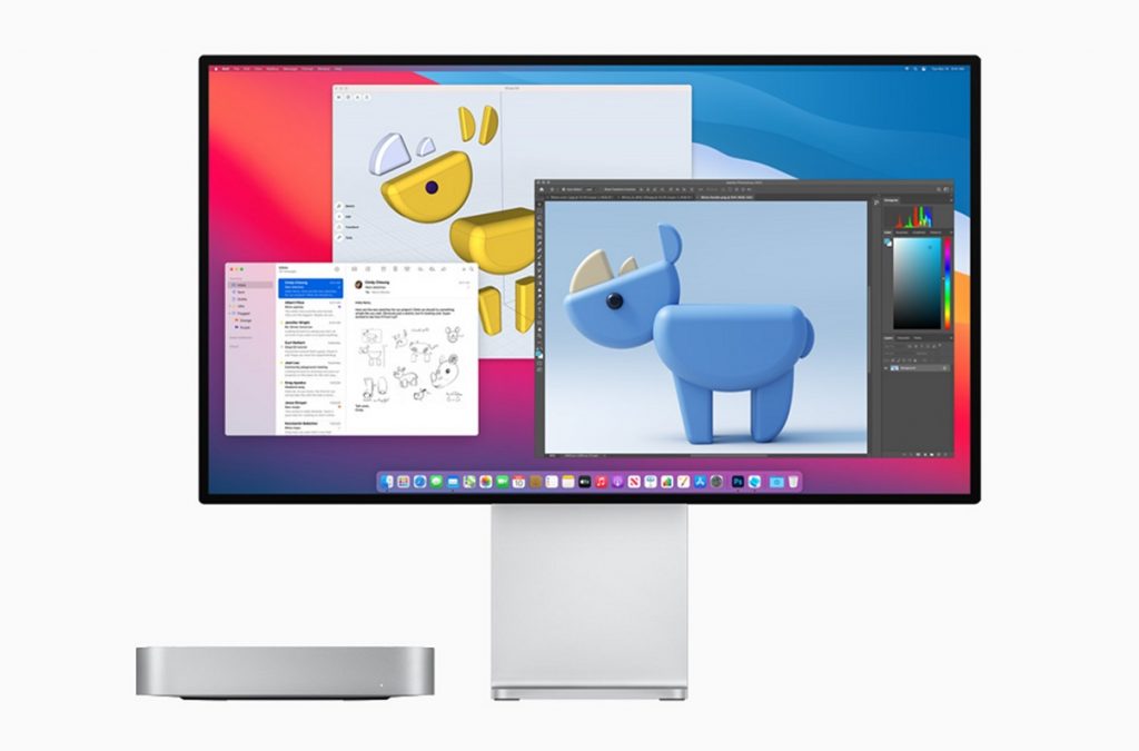 Mac mini en pantalla
