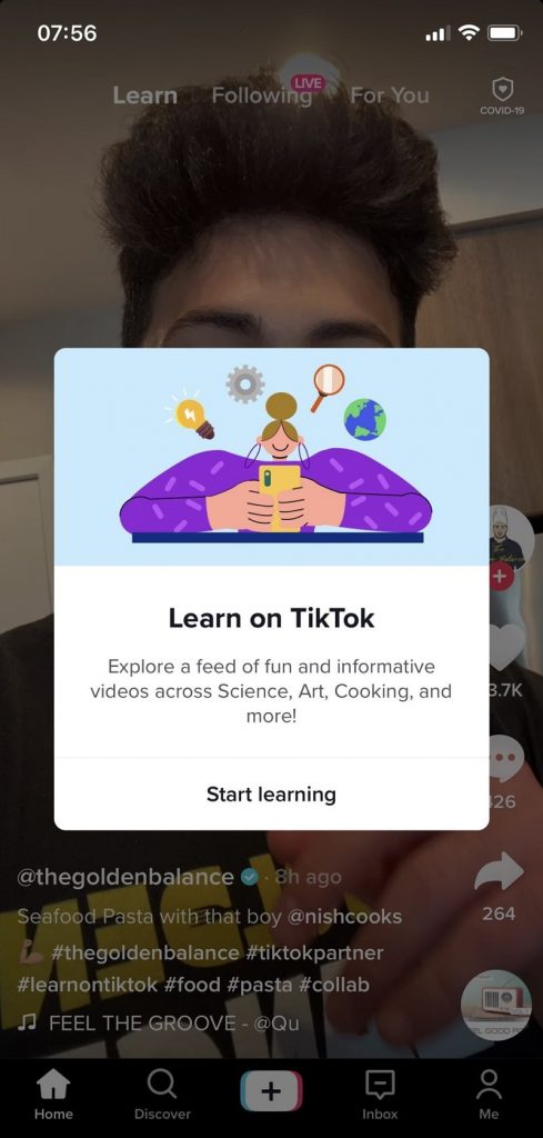 Nueva pestaña "Learn" de TikTok