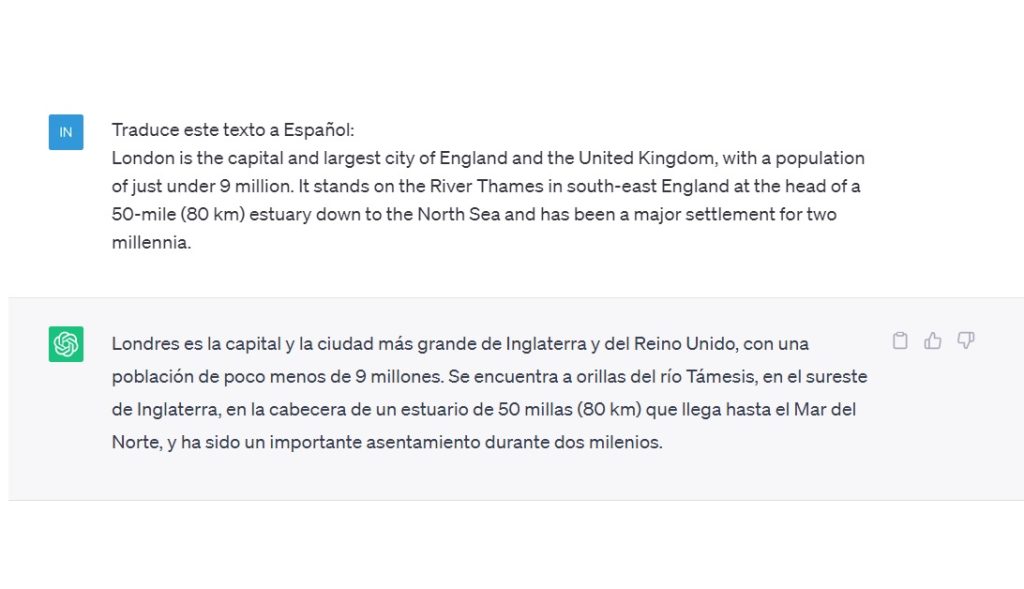 Traducción en ChatGPT.