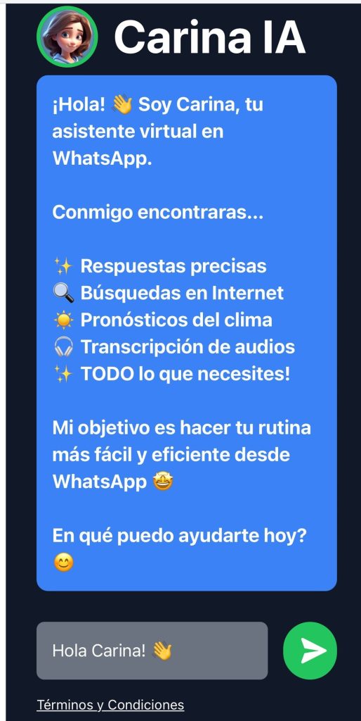 Carina IA en WhatsApp.