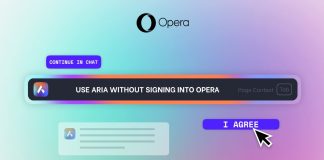 Opera facilita el uso Aria. Su navegador con IA, ahora permite acceso sin necesidad de iniciar sesión.