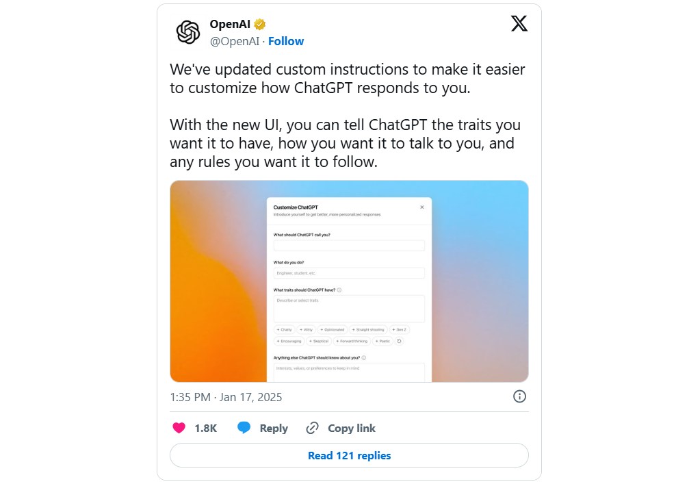 OpenAI impulsa ChatGPT con opciones de personalización