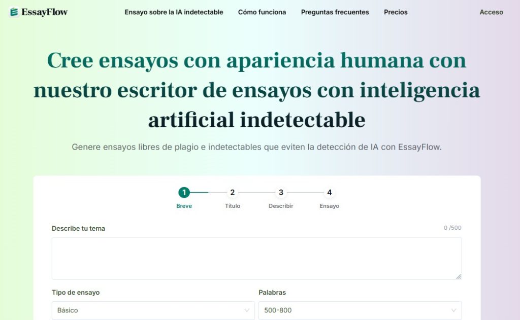 Cómo crear ensayos con IA - EssayFlow