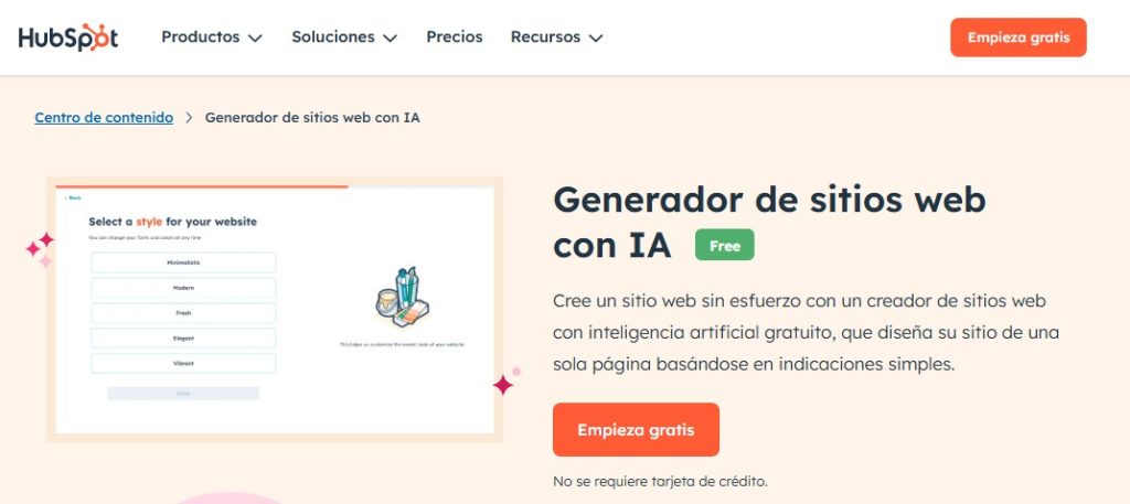 Cómo crear sitio web con IA gratis - HubSpot AI Website Generator