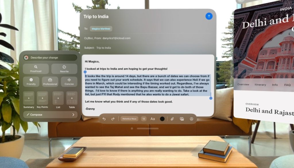 Apple Intelligence - Apple Vision Pro - visionOS 2.4