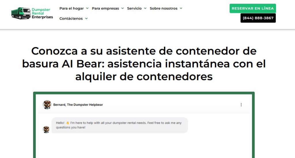 Cómo informarme sobre alquiler de contenedores con IA - Dumpster AI