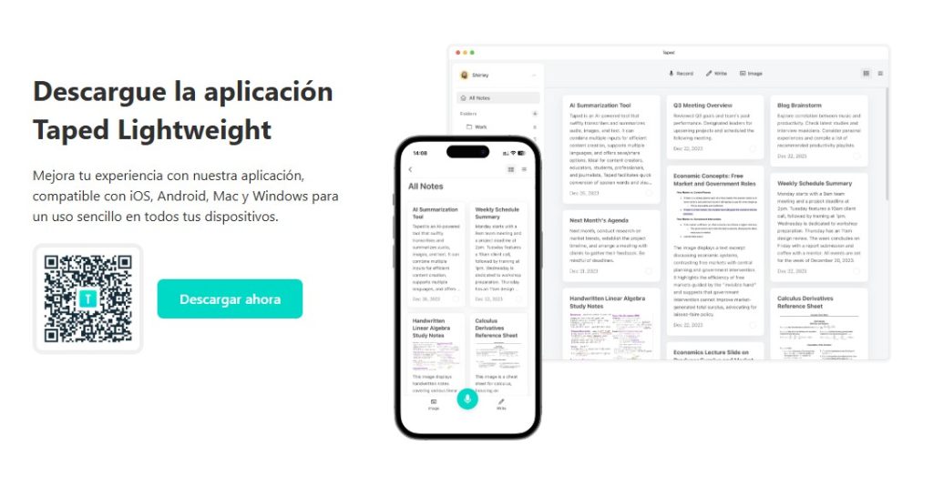 Cómo organizar mis pensamientos en notas con IA - Cómo usar Taped