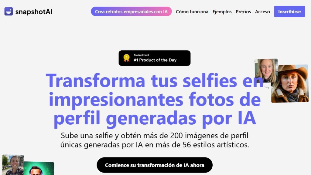 Cómo transformar selfies en fotos de perfil con IA - SnapshotAI