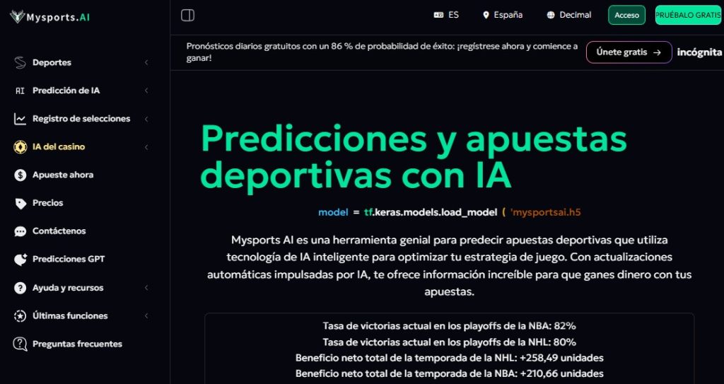 Cómo predecir apuestas deportivas con IA - Mysports AI