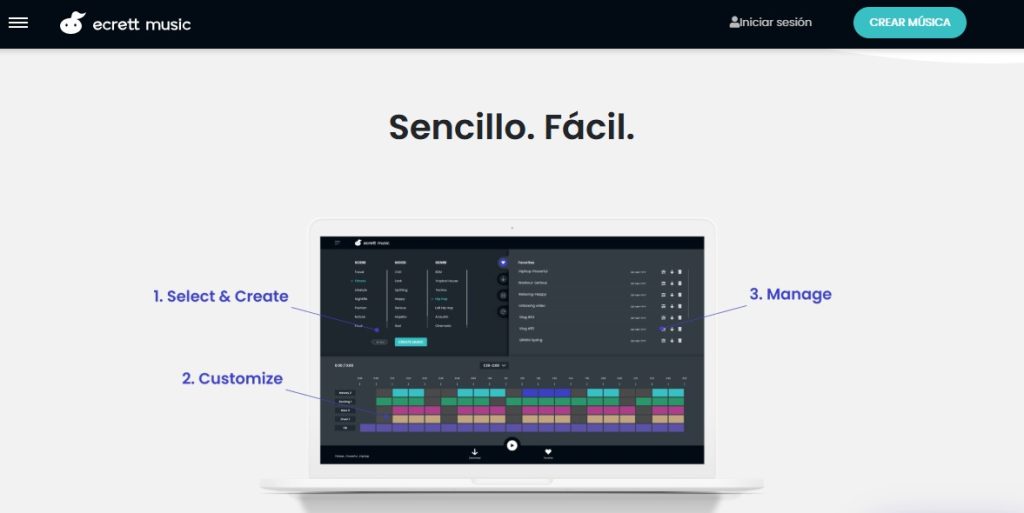 Cómo crear música libre de derechos con IA - usar Ecrett Music