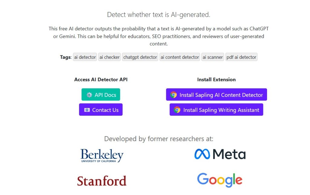 Cómo detectar textos creados con IA - usar Sapling AI Detector