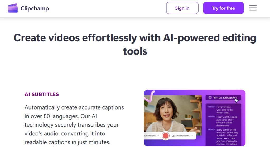 Cómo añadir subtítulos a videos con IA - usar Clipchamp