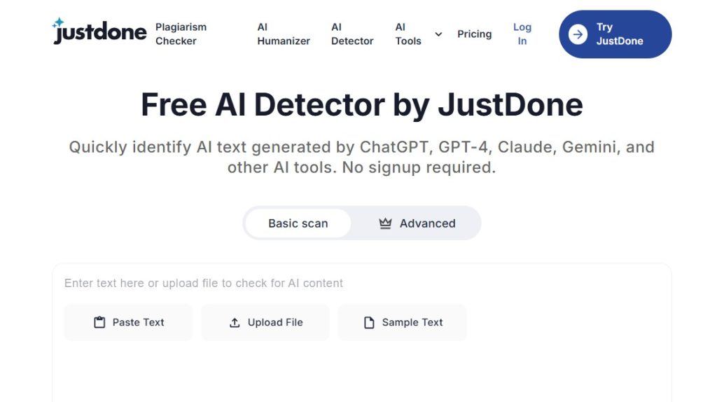Cómo detectar y humanizar contenido de IA - JustDone AI Detector