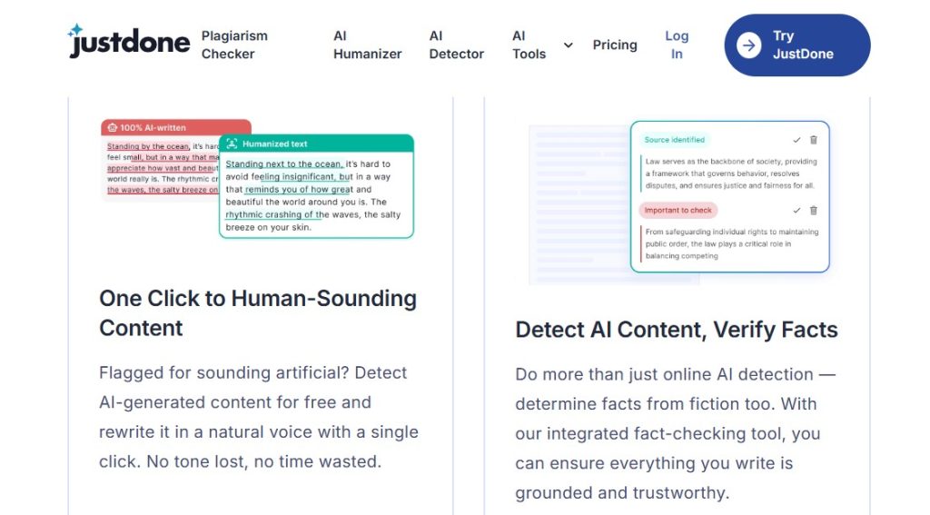 Cómo detectar y humanizar contenido de IA - usar JustDone AI Detector