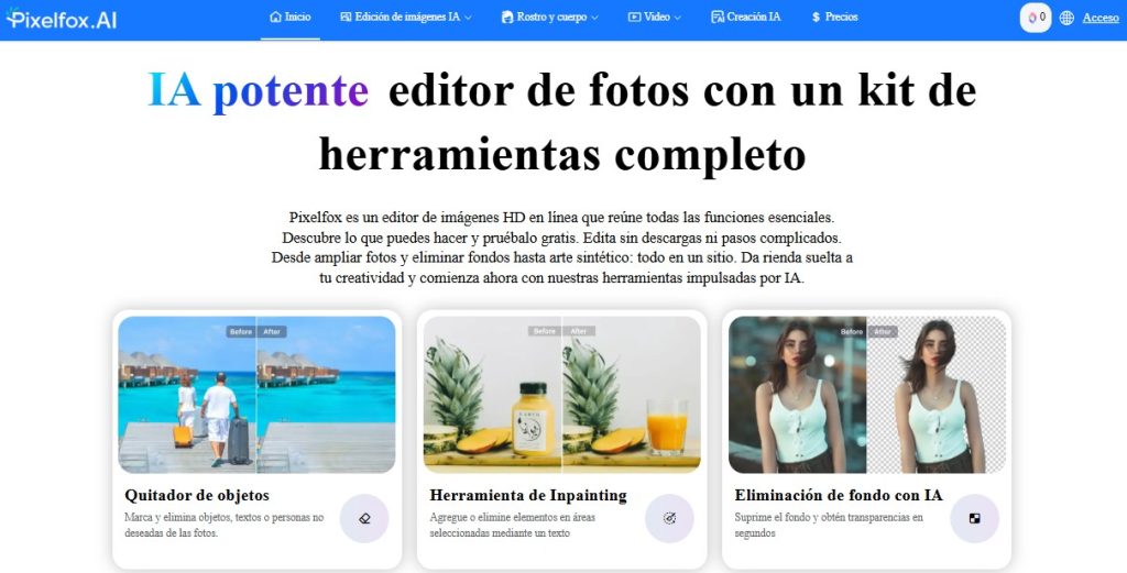 Cómo editar imágenes gratis con IA - usar Pixelfox