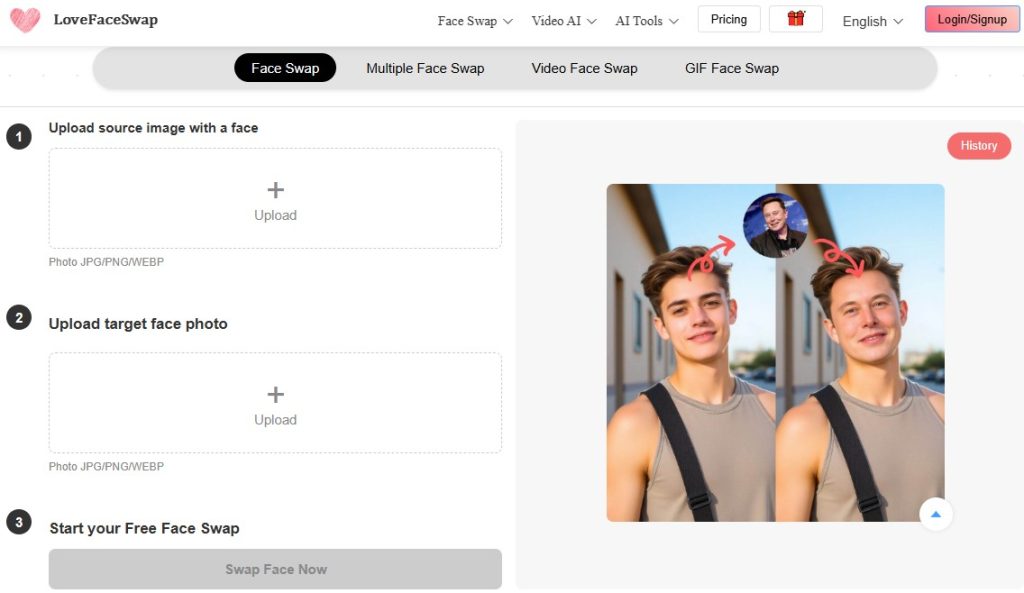 Cómo intercambiar caras gratis con IA - usar Love Face Swat